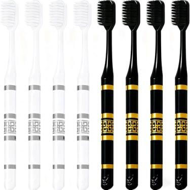 Imagem de CMHX Escovas de dente de cerdas extramacias, tamanho compacto, cerdas de fio dental, bom efeito de limpeza para dentes sensíveis, recessão de gengivas diárias, cuidados bucais protegem gengivas