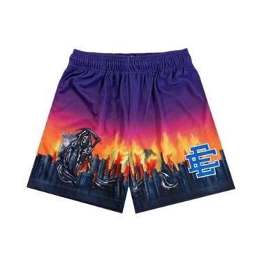 Imagem de Shorts Masculinos De Malha Floral Para Academia, Basquete E Praia, Est