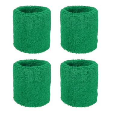 Imagem de YELARXI Pulseiras de suor, pulseiras para esportes de suor 7,6 x 7,6 cm e pacote com 4 e verde floresta - adequado para (tênis/basquetebol/futebol/corrida/malhar/homens e mulheres)