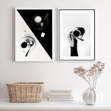 Imagem de Quadro Fotos Café Preto/Branco 45x34cm - Moldura Preta