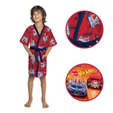 Imagem de Roupão Infantil Banho Praia Aveludado Personagens Hotwheels - Lepper, 