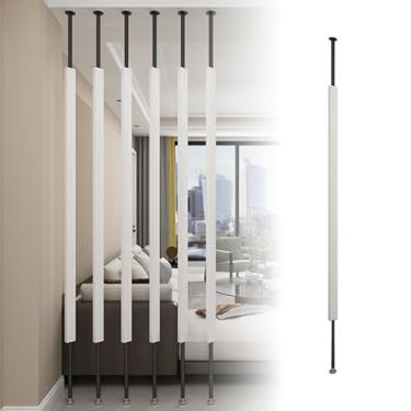 Imagem de Divisória divisória de sala de metal moderna, coluna decorativa de entrada ajustável, poste separador de escada/corredor elegante (preto, 125 cm/49,2 pol/1,2 m)
