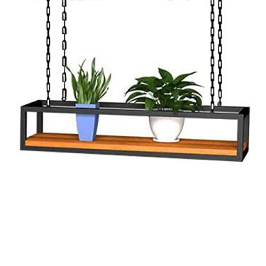 Imagem de Suporte de flores suspenso - Rack de exibição de cesta de flores para plantas, armazenamento de cozinha e prateleiras, varanda e uso de bar (tamanho: 140 x 25 x 15 cm) - Prateleira de trilhos de