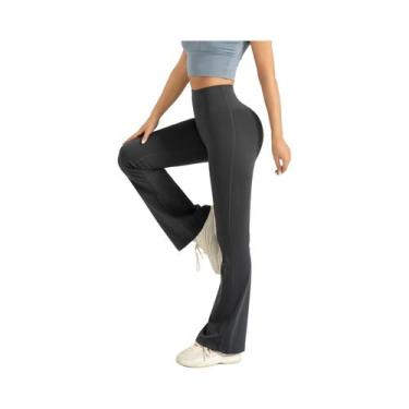 Imagem de Calças De Yoga Femininas De Cintura Alta Com Corte Bootcut, Leggings C
