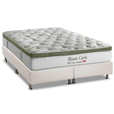 Imagem de Cama Box King: Colchão Molas Herval Masterpocket Ensacadas Monte Carlo Visco + Base Branco(193X203)