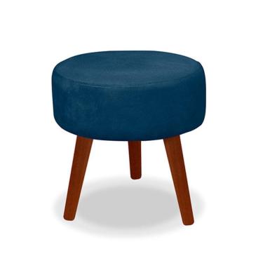 Imagem de Puff Redondo Decorativo Danny Azul Marinho Pés Palito