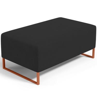 Imagem de Puff Decorativo Sala De Estar Cléo 90cm Base De Ferro Cobre W01 Suede Preto - Lyam Decor