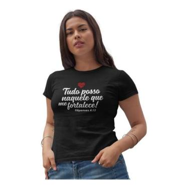 Imagem de Camiseta Evangélica Gospel Frases Bíblicas Fé Feminina Baby Look - Bla
