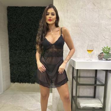 Imagem de Camisola Sensual Feminina Transparente C/ Calcinha Fio Sexy - Like4you