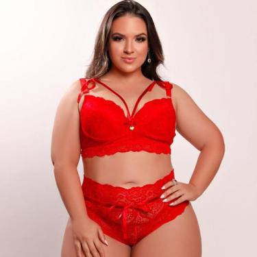 Imagem de Lingerie Plus Size Renda Sexy Calcinha Hot Pant Cintura Alta - Like4yo