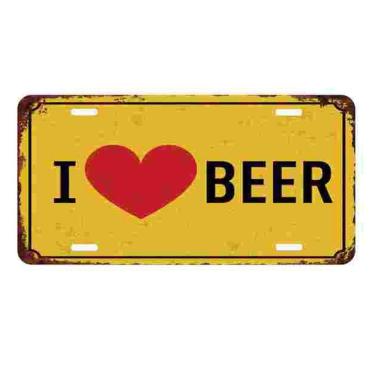 Imagem de Decoração de parede com letreiro de estanho I Love Beer Retro para Home Bar 15,5 x 30,7 cm