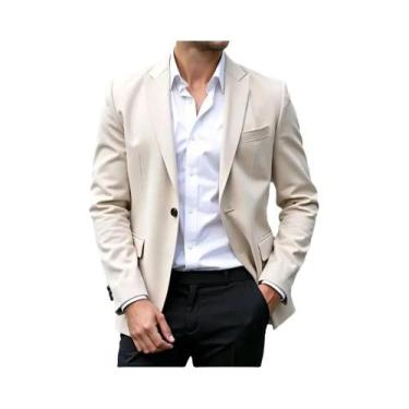 Imagem de Blazer Masculino Slim Fit Para Outono/Inverno, Cor Sólida, Casual, Com