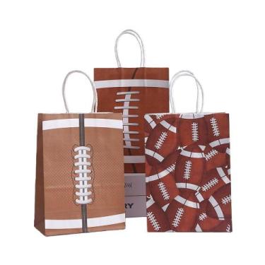 Imagem de Bolsa de presente, cartolina branca, padrão de futebol, 15x8x21cm, 40g