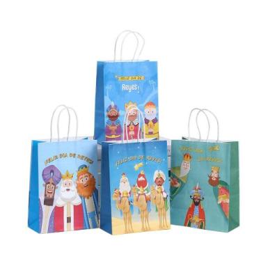 Imagem de Sacos de papel Kraft Three Kings Day 21x15x8cm, pacote com 12 - yiweis