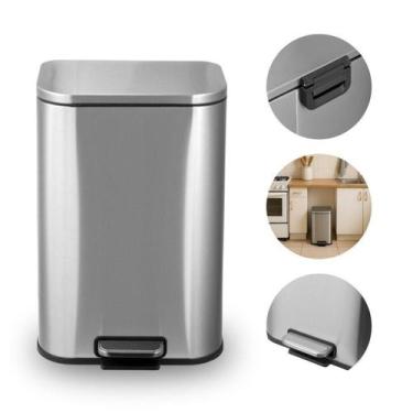 Imagem de Lixeira Inox 12L Com Pedal E Cesto Cozinha Banheiro Brinovar