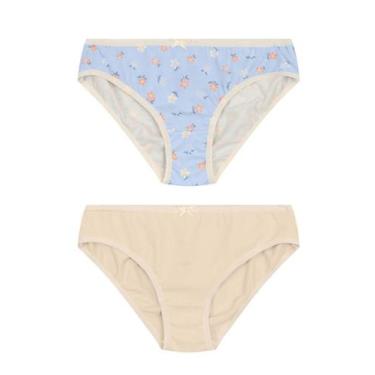 Imagem de Kit 2 calcinhas infantil menina em cotton Brandili, M, Azul