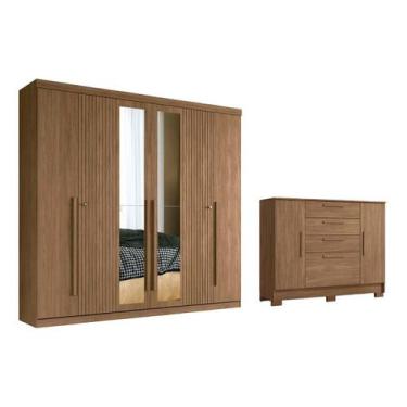 Imagem de Quarto Completo Modu 2 Peças (1GuardaRoupa+1Cômoda) QC360 Jatobá - San