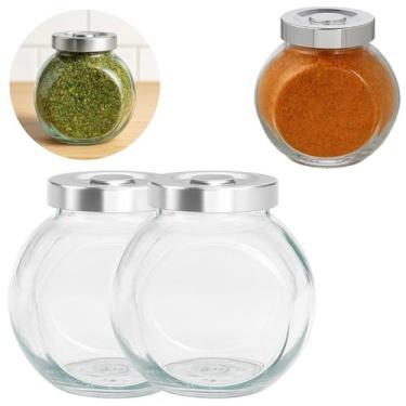Imagem de 2 Potes Vidro 480ml Conserva Redondo Tampa P/ Restaurante - Freecom