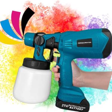 Imagem de Pistola de Pintura e Pulverizadora Portátil com 2 bateria 21v recarregável e 3 Bicos Jatos, Pulverizador Eletrico Portatil 1000ml Profissinal
