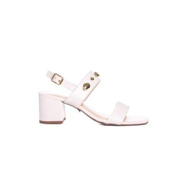 Imagem de Sandália Giulia Domna Salto Bloco Tiras Couro Off White, 37