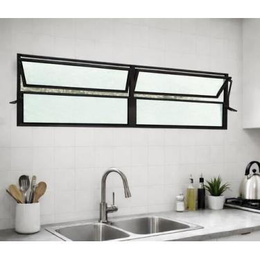 Imagem de Vitro Basculante Alumínio Preto 2 Seções 40x150 Brecorimo