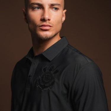 Imagem de Camisa Corinthians Polo Masculina M/C Preta-Masculino