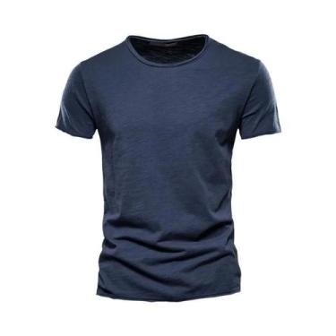 Imagem de Camiseta Masculina Slim Fit - Algodão, Decote V, Manga Curta, Tamanho 