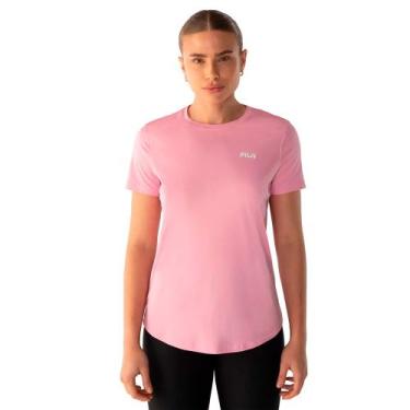 Imagem de Camiseta Feminina Fila Basic Sports III UV Rosa/Branco, Rosa, Branco, 