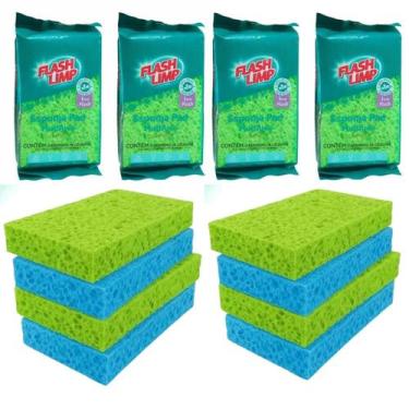 Imagem de 8 esponja pad multiuso biodegradavel flash limp uso geral