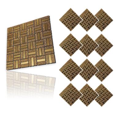 Imagem de Pastilha De Vidro Kit 12 Uni Adesivo Parede Cozinha Banheiro Sala Decorativa Aplicacao Facil Moderna Requintado Reforma