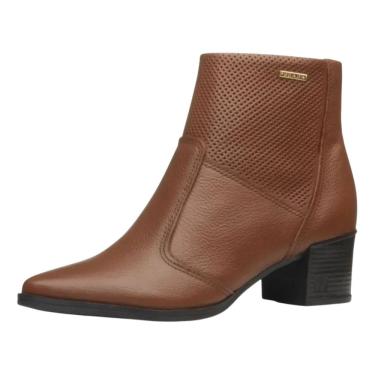 Imagem de Bota Cano Baixo Feminina em Couro Conforto Pegada