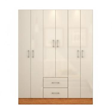 Imagem de Guarda Roupa Casal 6 Portas 2 Gavetas Jamaica 170cm RP6020 Cor Cinamomo/Off White - Fellicci Móveis