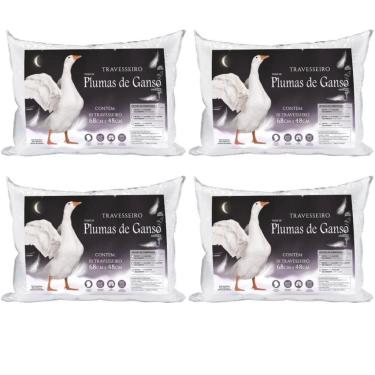 Imagem de Travesseiro Pluma De Ganso Extra Macio Premium 4 Pçs Barato