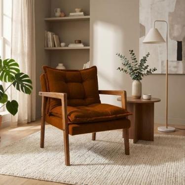 Imagem de Poltrona de Madeira Maciça Confortável Sala Design Elegante Estrutura 