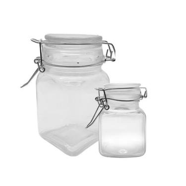 Imagem de Kit 2 Pote Hermético Vidro Trava Silicone Veda 100ml 250ml - INGA
