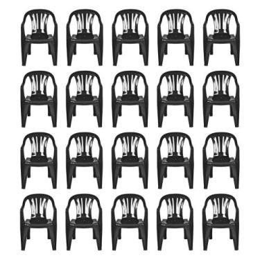 Imagem de Kit 20 Cadeiras Poltrona Plástica Empilhavel Reforçada 182kg Mor