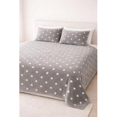 Imagem de kit cobertor manta flannel casal / queen poa 03 pçs. - bell, Cinza