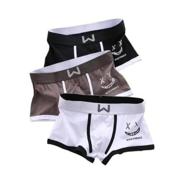 Imagem de Cuecas Boxer Masculinas De Algodão Respirável Com Design De Rosto Sorr