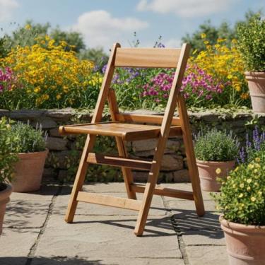 Imagem de Cadeira para Jardim Dobrável em Madeira Maciça com Verniz - Marcenaria