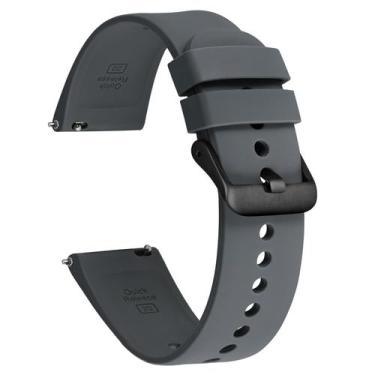 Imagem de Pulseira para relógio Ayadoo 22 mm em silicone cinza com fivela preta