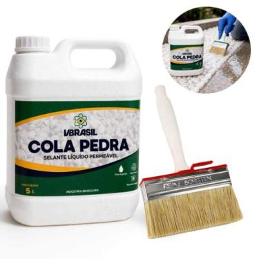 Imagem de Cola Pedra VBrasil 5 Litros Fixador De Pedras Com Broxa Profissional