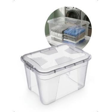 Imagem de Caixa Organizadora 56L Transparente C/ Tampa Trava Multiuso - Klizz, T