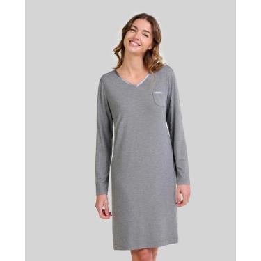 Imagem de Camisola Feminina Modal Cetim Cinza Lohe, Cinza, GG