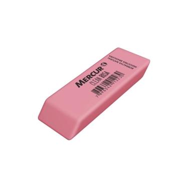 Imagem de Borracha Mercur Clean Color com Design Ergonômico e Extremidades Chanfradas para Uso Escolar e Profissional Rosa