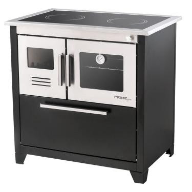 Imagem de Fogão a Lenha 4 Bocas Hidro Industrial Prime Glass Direito N2 Preto e Prata com Chapa V...