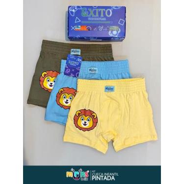Imagem de Kit Cueca Box Infantil Pintada - Êxito Lingerie, Estampa leãozinho, P