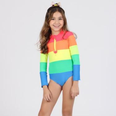 Imagem de Maiô Infantil Manga Longa Kiara Colorido Neon Siri Kids, 4