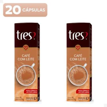 Imagem de Kit com 20x Cápsulas Café com Leite Cremoso 3 Três Corações Pingado e 