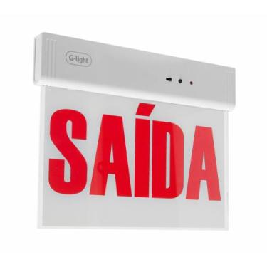 Imagem de Placa Sinalização De Saída Emergência 1wLED Luz Branca BR/VM - G LIGHT