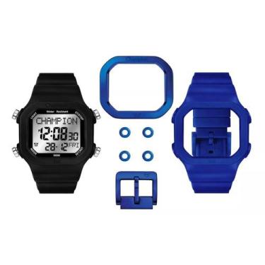 Imagem de Relogio champion digital troca pulseira yot cp40180a, PRETO/AZUL